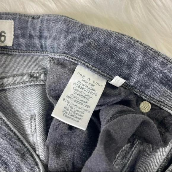 Rag & Bone Gray Nina High Rise Skinny Jeans Raw Hem Size 26 - Picture 3 of 11